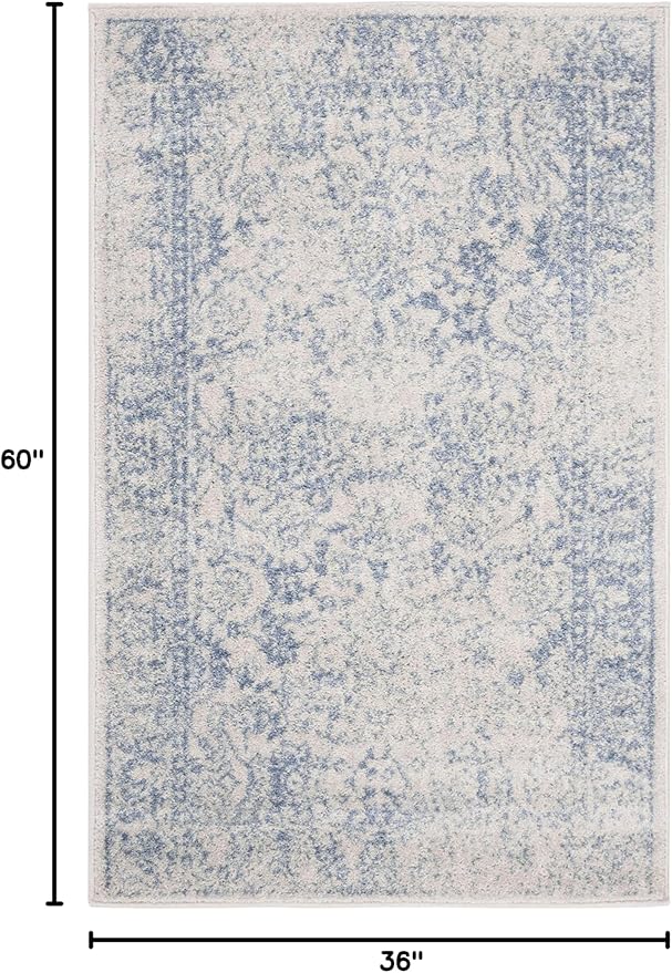 SAFAVIEH Area Rug 3x5 - Adirondack Collection - Ivory & Light Blue, Distressed Vintage Floral Design, Non-Shedding & Easy to Clean, Ideal for Living Room, Bedroom, Dining Space (ADR109L)