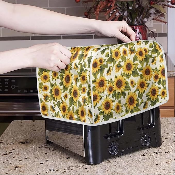 ZFRXIGN Sunflower Toaster Covers 2 Slice Toaster Cover for Home Kitchen Decor Accessories Toaster Oven Cover Washable Small Appliance Covers with Top Handle Yellow