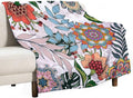Boho Flowers Blanket for Women Girls, Rustic Bohemian Mandala Palm Leaves Plants Botanical Print Blanket for Bedroom Living Room Couch Sofa, 40"x50"