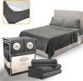 Full Size Bed Sheets Cooling - Luxury Hotel Sheet Set - Soft Sheets with Elastic Corner Straps - Deep Pocket Microfiber Bedsheets - Bedding Sheet & Pillowcases - 4 PC (Full Size, Gray)