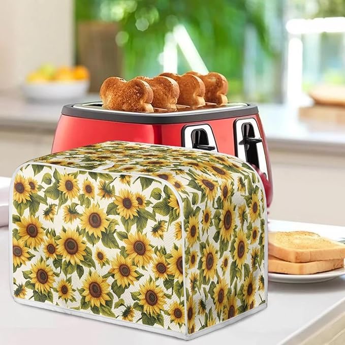 ZFRXIGN Sunflower Toaster Covers 4 Slice Toaster Cover for Home Kitchen Decor Accessories Toaster Oven Cover Washable Small Appliance Covers with Top Handle Yellow