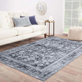 Area Rug 9×12, Large Vintage Boho Rug,Ultra-Soft Low Pile, Washable, Non Slip,Stain Resistant, Printed Carpet for Living Room Bedrooms Playroom Office Kitchen, Stone/Grey