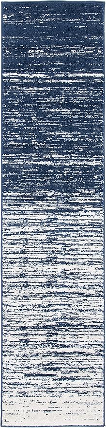 SAFAVIEH Adirondack Collection Runner Rug - 2'6" x 6', Navy & Ivory, Modern Ombre Design, Non Shedding & Easy to Clean, Ideal for Hallway, Foyer, Kitchen, Entryway, Bedroom (ADR113N)