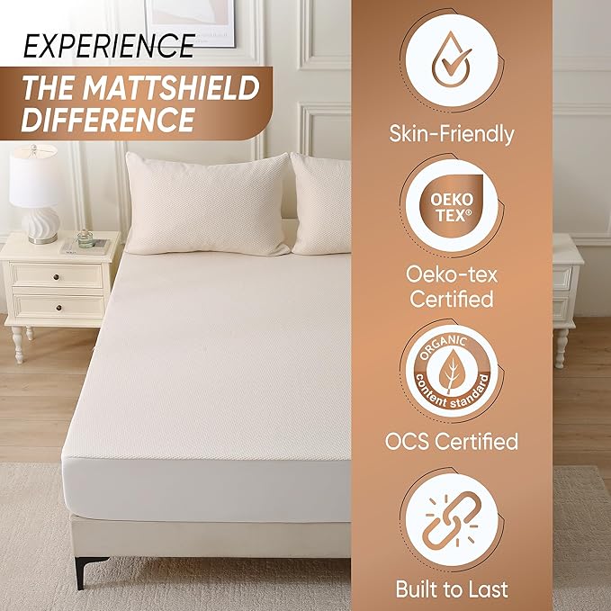 Deluxe Cooling Waterproof Organic Mattress Protector Twin - Organic Cotton Percale Breathable Mattress Pad Cover - Naturally Cool for Hot Sleepers – Soft Natural Comfort