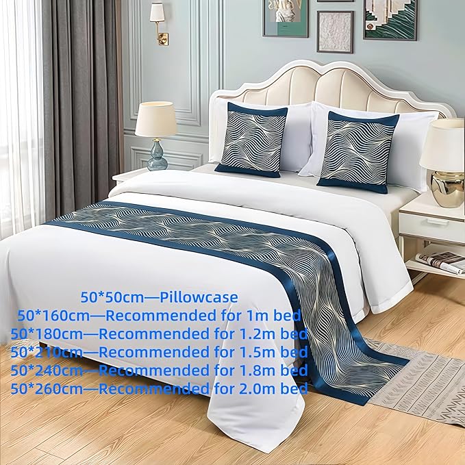 Bed Runner for Guest Room，Luxury Bed Runner，Wedding Bed Runner，Embroidered Bed Runner，Breathable Washable，Hotel Decor，Bed Decorations ，for Home Hotel Decorations(L,50 * 160cm)