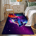 Galaxy Wolf Rug Large 3D Fierce Wolves Area Rugs for Bedroom Living Room Playroom Gameroom Boys Kids Colorful Glitter Throw Rugs Floor Mat Carpet 71 in x 47 in