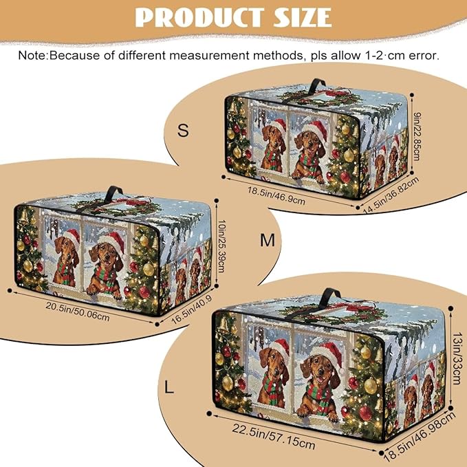 Convection Oven Dust Cover with Storage Pockets, Protective Smart Oven Cover for Kitchen Countertop for Christmas Holiday Party, M, 16.5 x 20.5 x 10 Inches, Dachshund Dog Christmas Tree