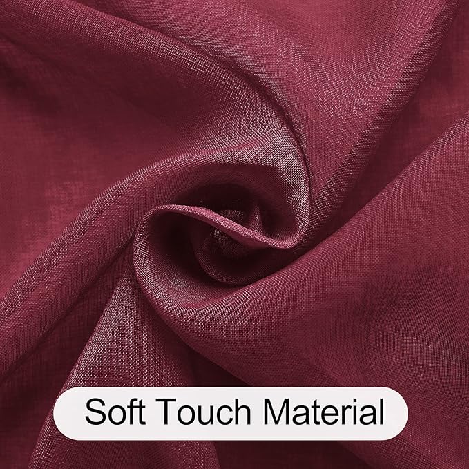 XWZO Sheer Curtains 84 Inches Length 2 Panels Set, Solid Grommet Semi Transparent Window Curtains for Living Room/Bedroom, Home Decor with Tiebacks, Amaranth Red, 52 x 84 Inches Long