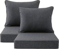 Outdoor Patio Chair Cushions Set, 24" x 24", Set of 2, Water-Repellent, Fade Resistant, Deep Seat Bottom and Back Cushion for Backyard, Couch, Sofa and Patio Furniture, Charcoal