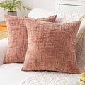 Decorative Throw Pillow Covers 16x16 Inch Set of 2, Soft Solid Farmhouse Chenille Couch Pillows, Spring Pillow Covers for Couch Sofa Bed Living Room Home Decor Pillowcase, Coral