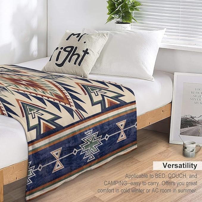 Native Throw Blanket, Southwest Tribal Aztec Pattern Vintage Abstract Ethnic Geometric Print Couch Sofa Bed Plush Throw Blanket 30"x40"