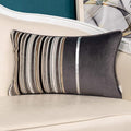 Yangest Grey Striped Patchwork Throw Pillow Cover Gold Leather Cushion Cover Zippered Rectangular Pillowcase for Sofa Couch Bedroom Living Room Home Decoration, 12x20 Inch