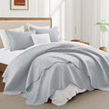IR Imperial Rooms Queen Quilt Bedding Set Size (90" x 96") + 2 Pillow Shams (20" x 26"+ 2") - 3 Pcs All Season Lightweight Reversible Microfiber Coverlet Embossed Quilt Bedspread (Silver)