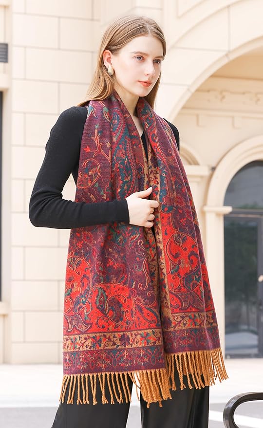 Wander Agio Warm Fashion Scarf Long Shawl Large Blanket Winter Wraps Scarves for Women Cashmere Jacquard Vintage Paisley