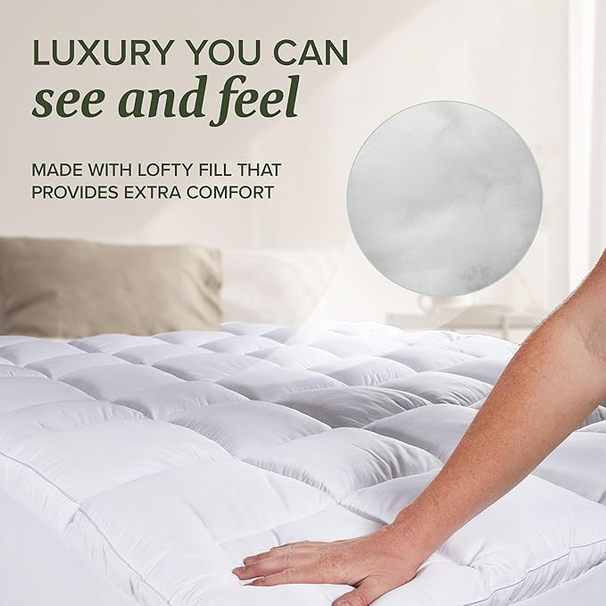 Beckham Hotel Collection Twin Size Hybrid Mattress Pad (Extra Padded) & Protector - Waterproof Quilted Pillow Top Mattress Cover - Thick, Plush, Fitted Mattress Topper for Bed