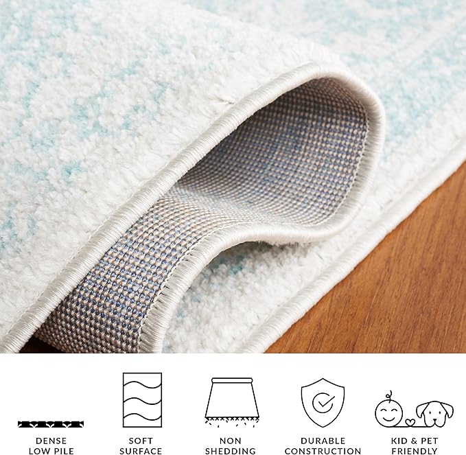 SAFAVIEH Adirondack Collection Runner Rug - 2'6" x 22', Ivory & Light Blue, Distressed Design, Non-Shedding & Easy to Clean, Ideal for Hallway, Foyer, Entryway, Bedroom (ADR109L)