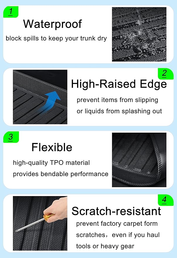 All Weather Rear Cargo Liners Trunk Tray Mats Custom Fit in Upper Deck Compatible with 2023 2024 2025 2026 KIA Sportage Without Subwoofer,Not for PHEV Models， 3D Waterproof Durable Odorless Flexible