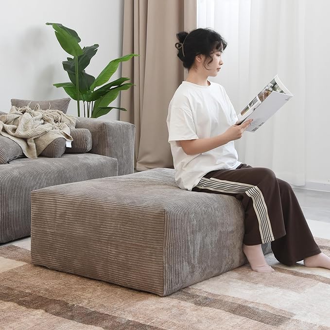 JACH 181" Oversized Modular Sectional Sofa, U-Shaped Deep 4-Seats Sectional Couch with Chaise Ottomans, Huge Plus Convertible Sofas, Corduroy Minimalist Couches for Living Room, Light Brown