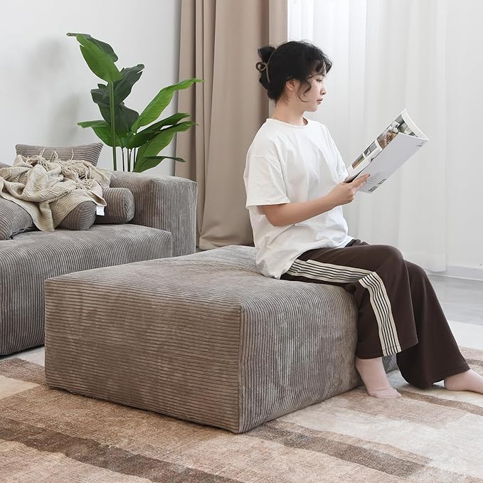JACH Sectional Couches for Living Room, Modern Modular Sectional Couch with Chaise Ottomans, Cushion Covers Removable, Corduroy Sofa Bed for Living Room, Apartment, Office (Light Brown)