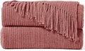 inhand Coral Pink Throw Blanket for Couch Bed,Chunky Chenille Woven Soft Warm Christmas Blankets Gifts for Women with Tassels, Cozy Boho Farmhouse Fall Winter Decor,50"x60",Medium Thick