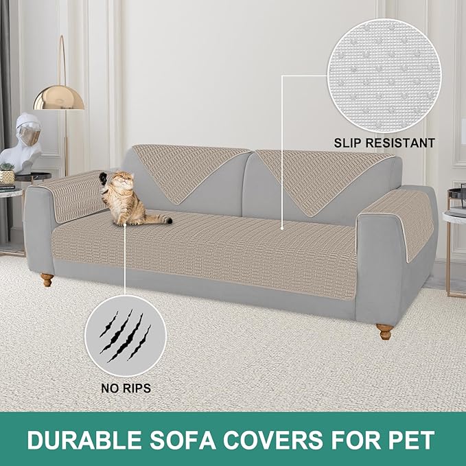 Foxdecor Couch Cover Sofa Covers Washable, Dog Bed Cover Couch Covers for 3 Cushion Couch Sofa Pet Friendly, Dog Couch Cover Furniture Covers for Pets.(Brown 40x50 inch)