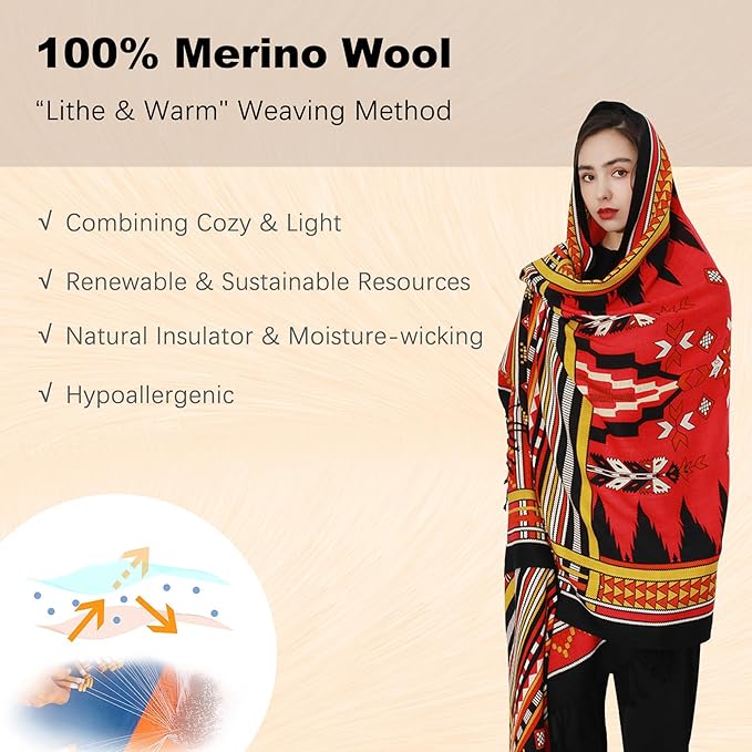DANA XU 100% Merino Wool Pashmina Shawl for Women 96"x43", Oversized Cashmere Wrap with Tassels, Floral Travel Blanket Cape