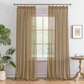 MAIHER 102 Inch Length Pinch Pleated Sheer Curtains 2 Panels Set for Dining Room Soft Touch Lightweight Light Filtering Pleated Drapes with Hooks for Patio Door, Khaki, 42" W x 102" L, 2 Panels