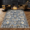 RUGSURE Washable Area Rugs - Perfect for Living Room, Bedroom, Kids Room, Nursery - Stain & Water Resistant Non-Slip, Pet & Child Friendly, Vintage Tribal Area Rugs (Navy, 6' x 9')