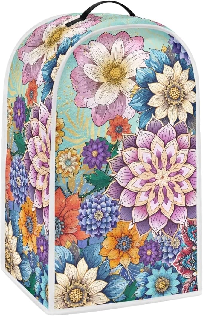 Boho Mandala Blender Cover for Kitchen Small Appliance Dust Cover Floral Food Processor Dustproof Cover with Handle Blender Protection Accessories