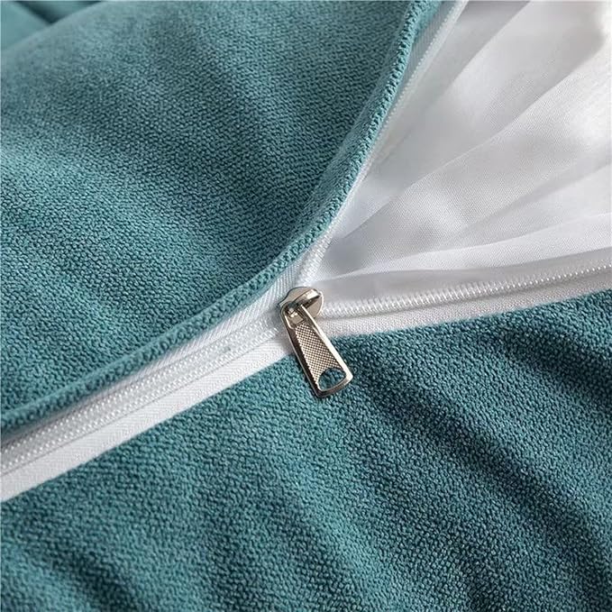 Triangular Reading Bed Rest Pillow Large Bolster Cushion Headboard Backrest Wedge Pillow with Removable Cover and Two Large Side Pockets (Teal Blue, Queen: 59 x 8 x 20 inches)