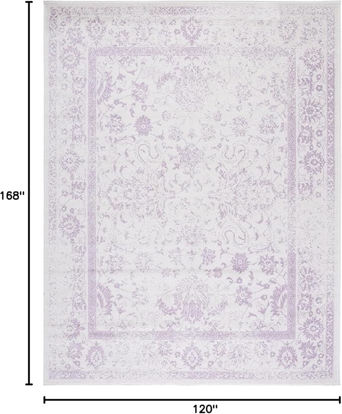 SAFAVIEH Area Rug 10x14 - Adirondack Collection - Large - Ivory & Lavender, Distressed Vintage Floral Design, Non-Shedding & Easy to Clean, Ideal for Living Room, Bedroom, Dining Space (ADR109U)