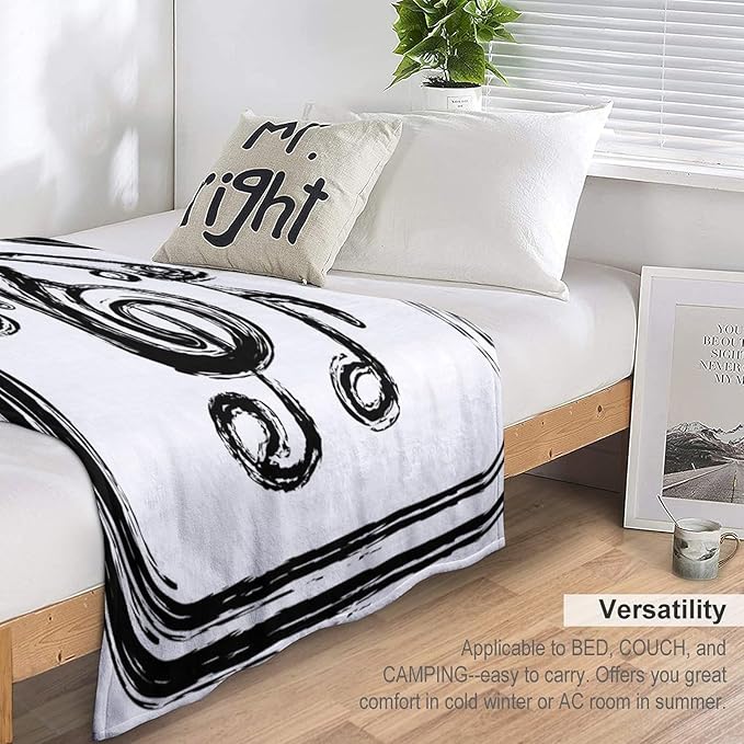 Music Blanket Black Abstract Graffiti Music Note Art Printed Soft Cozy Lightweight Throw Blanket for Kids Girls Boys Women Men Bedroom Living Room Dorm Chair Sofa Travel 70x80in