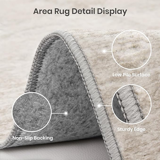 Valenrug Runner Rugs 2x8 - Stain Resistant 2x8 Rugs Runners for Hallways Living Room, Non Slip Runner Rugs for Bedroom, Folable Machine Washable Hallway Runner (2'x8', Beige)