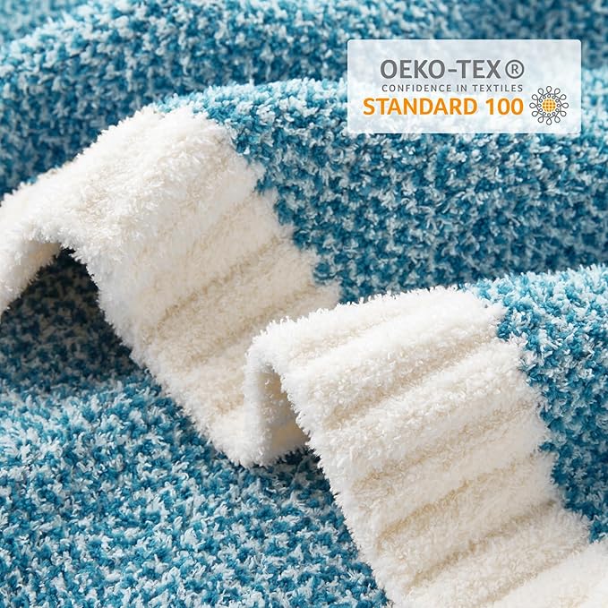 Snuggle Sac Teal Throw Blankets for Couch, Super Soft Warm Blankets Cozy Knit Fuzzy Plush Lightweight Throws for Sofa, Bed, Living Room, Heather Teal, 50x60 inches