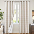 Linen Blackout Curtains for Living Room - Boho Plaid Pattern Thermal Insulated Grommet Cottage Core Window Treatments Rustic Drapes for Farmhouse, 52x84 Inch 2 Panels, Terracotta