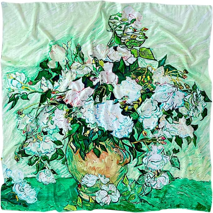 Artist Oil Painting Wraps 51"x51" Cashmere-Soft Art Pashmina Luxury Rolled Hem Women Large Travel Blanket Shawl