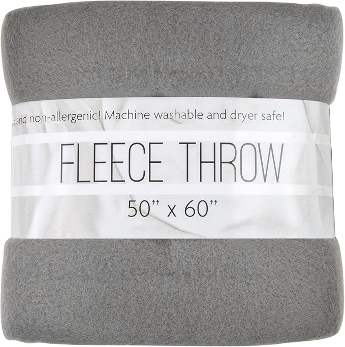 50x60 Throw Blankets, Ultra Soft Hypoallergenic Fleece Fall Throw Blanket for Livingroom, Couch, Chair, Bed, Grey Heather