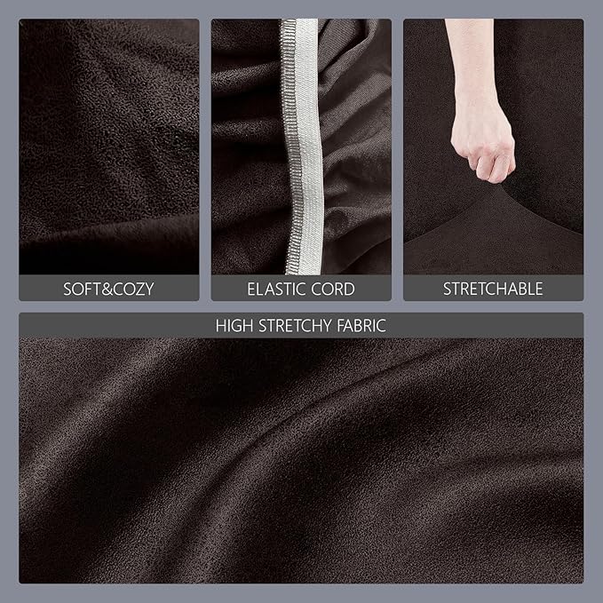 molasofa Leather Like Stretch Futon Slipcover Armless Sofa Cover Furniture Protector with Elastic Bottom, Soft and Washable Futon Cover for Sofa Bed （Larger，Chocolate）