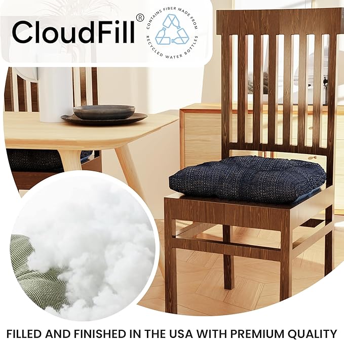 Klear Vu Gripper Overstuffed Universal Non-Slip Dining Chair Cushions for Kitchen Decor or Office Use, U-Shaped Skid-Proof Seat Pad, 17x17 Inches, 2 Count (Pack of 1), Honeycomb Navy