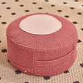 Round Pouf Ottoman Foot Rest, Stuffed Floor Pouf Foot Stool with Foam Chunk, Fluffy Storage Ottomans for Living Room Home Decor, Red