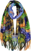VENVSBEE Reversible Scarf Soft Large Shawl Wrap Blanket Double Sided Art Print Warm Pashmina Stoles Klimt Van Gogh Gifts