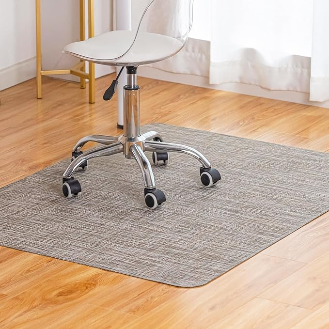 Office Chair Mat for Hardwood Floor Under Desk Computer Rolling Chair Mat for Wood/Tile Floor Non-Slip Heavy Duty Desk Rug PVC Plastic Hard Floor Protector 46"x 60" (Soapstone)