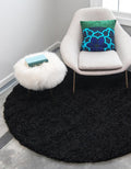 Unique Loom Solid Shag Collection Area Rug (3' 3" Round, Jet Black)