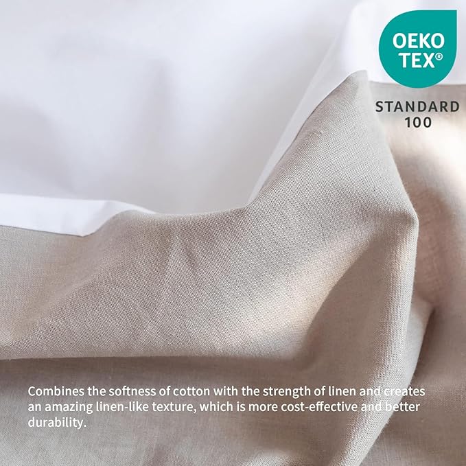 BISELINA French Linen Bed Skirt with Pleated Corner 22-Inch Tailored Drop Natural Flax Cotton Blend Basic Dust Ruffle Soft Cozy Farmhouse Bedding (22" Queen, Basic Grey)