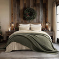 EVERGRACEHOME Chunky Chenille Knit Throw Blanket for Couch, Soft Luxurious Oversized Queen Moss Stitch Blanket for Bed, Large Cozy Farmhouse Knitted Throw for Sofa, Olive Green, 90" x 90"