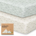 Pack and Play Sheets Fitted - 2-Pack Mini Crib Sheets for Pack N Play Mattress 38x26, Soft & Cozy, Neutral Toddler Playard Bedding, Snug Fitted Mini Baby Crib Mattress Cover Boy, Girl (Daisies)
