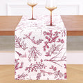 Solino Home 100% Pure Linen Christmas Table Runner 132 Inches Long - Red/White Table Runner 14 x 132 Inch - Handcrafted and Machine Washable - Winter Forest Print