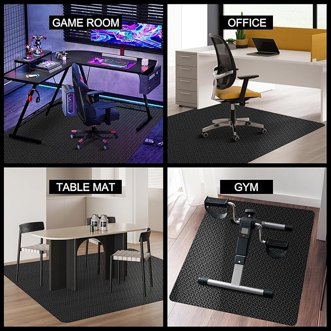 Office Chair Mat for Hard Floor, 50"x60" Large Computer Chair Mat, Unique Y-Shaped Pattern Floor Protector Rug for Rolling Chairs, Anti-Slip PVC Desk Floor Mat for Work, Home, Gaming