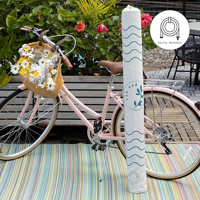 Fab Habitat Outdoor Rug - Waterproof, Fade Resistant, Crease-Free - Premium Recycled Plastic - Striped - Large Patio, Deck, Sunroom, Camping, RV - Cancun - Candy - 6 x 9 ft