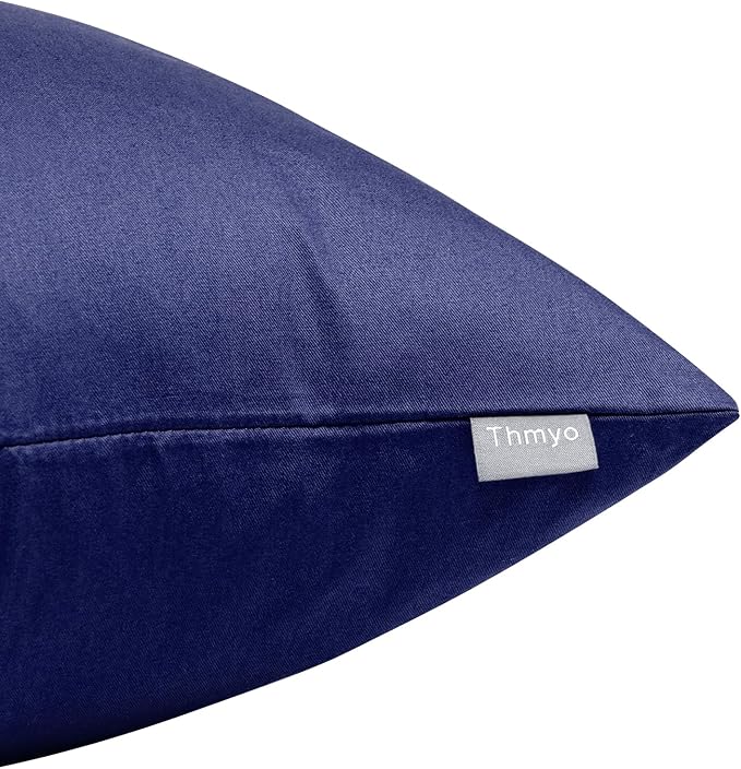 Thmyo 4-Pack 100% Cotton Comfortable Solid Decorative Throw Pillow Case Square Cushion Cover Pillowcase Sublimation Blank Pillow Covers Halloween DIY Throw Pillowcase(26x26inch/66x66cm,Dark Blue)